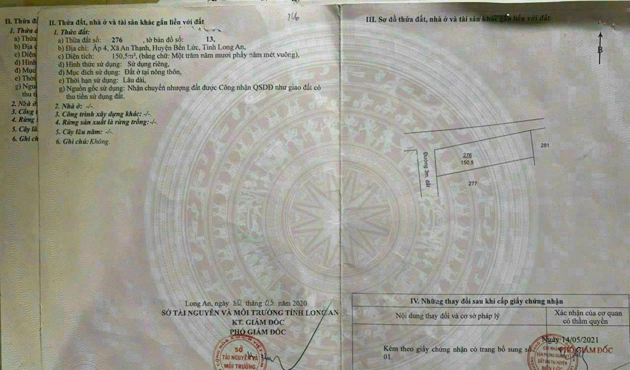 SỞ HỮU NGAY ĐẤT THỔ CƯ - GIÁ TỐT - Vị Trí Đắc Địa Tại BẾN LỨC – Ấp 4, An Thạnh – sát KDC Nam Long & 15994650