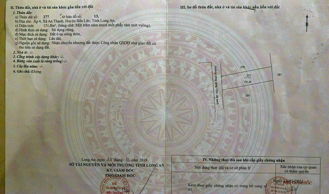 SỞ HỮU NGAY ĐẤT THỔ CƯ - GIÁ TỐT - Vị Trí Đắc Địa Tại BẾN LỨC – Ấp 4, An Thạnh – sát KDC Nam Long & 15994650