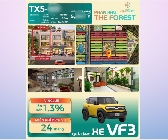 ⭐️Cần bán gấp xẻ khe liền kề 90m2 hàng hiếm giá tốt tại Vinhomes Green City The Forest. 0368061889 15994854