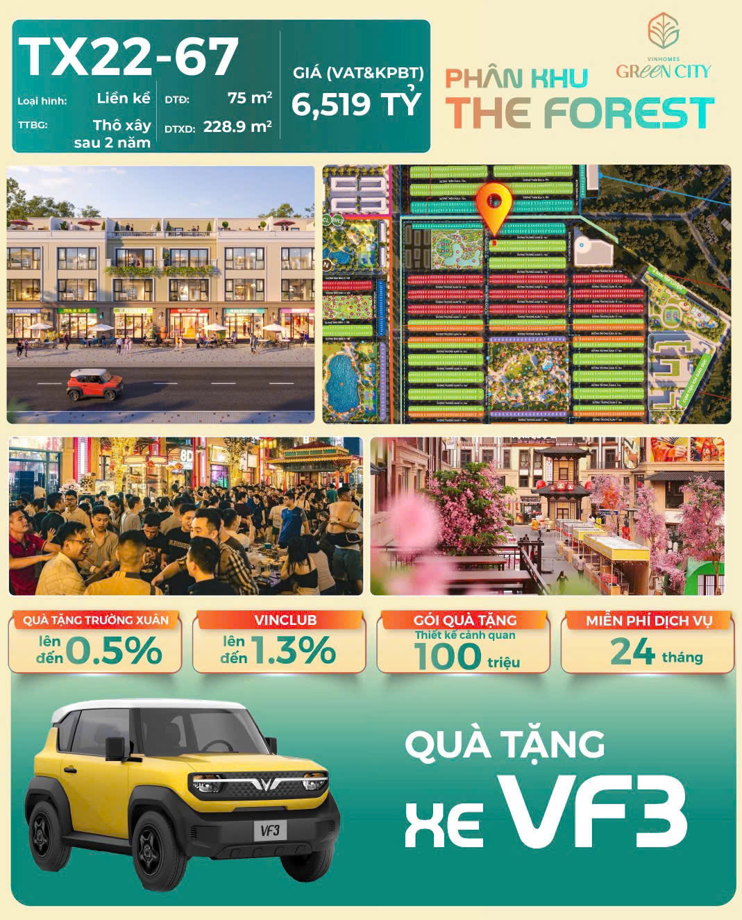 1 CĂN – 3 GIÁ TRỊ – VÀO TIỀN NHẸ NHƯ CHUNG CƯ
🏡 Liền kề 75m² – trung tâm THE FOREST
💰 Giá chỉ: 15995239