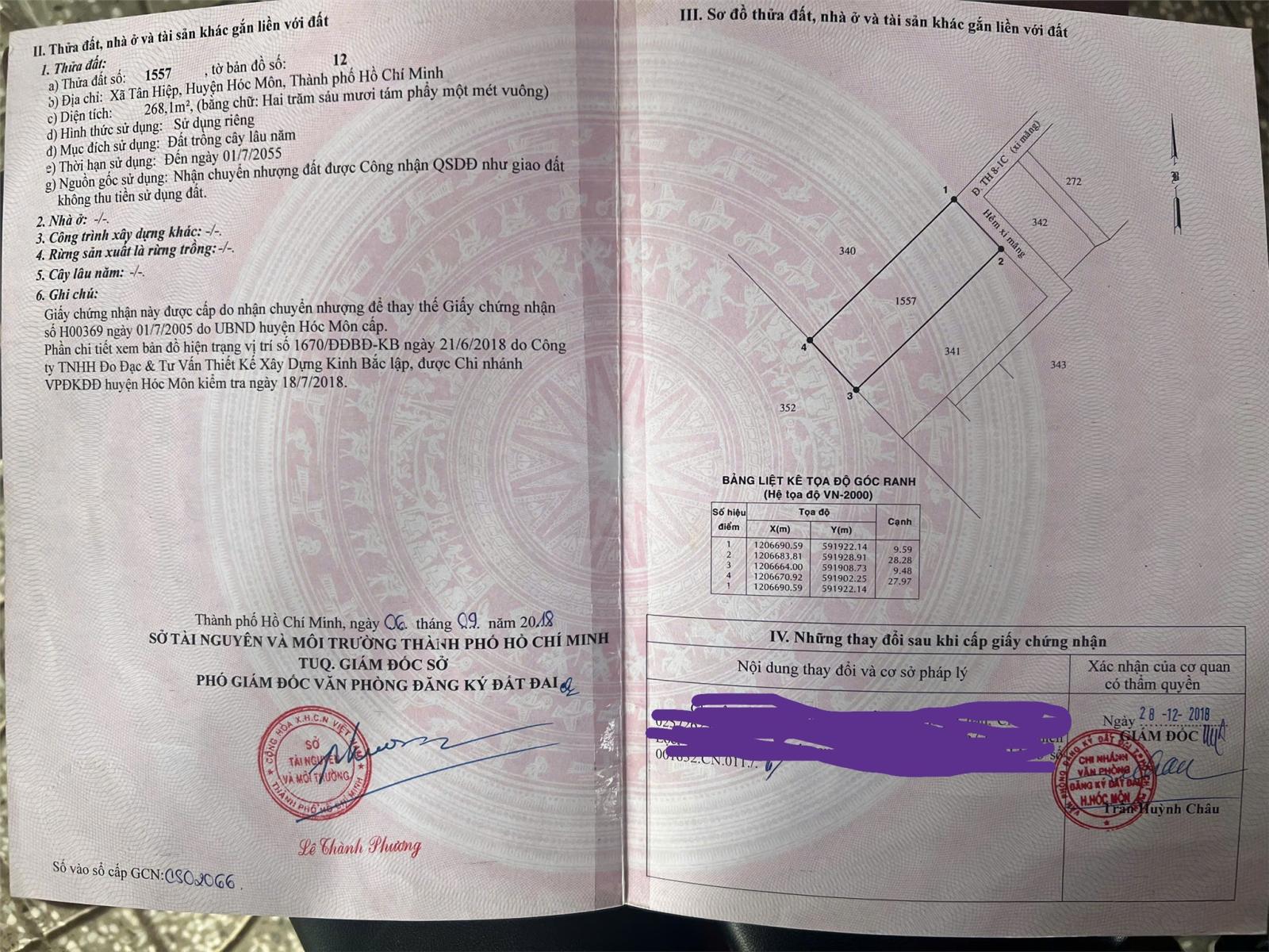 ĐẤT ĐẸP- GIÁ TỐT CHÍNH CHỦ BÁN NHANH LÔ ĐẤT VỊ TRÍ ĐẮC ĐỊA TẠI Xã Tân Hiệp, Hóc Môn, HCM 15995457