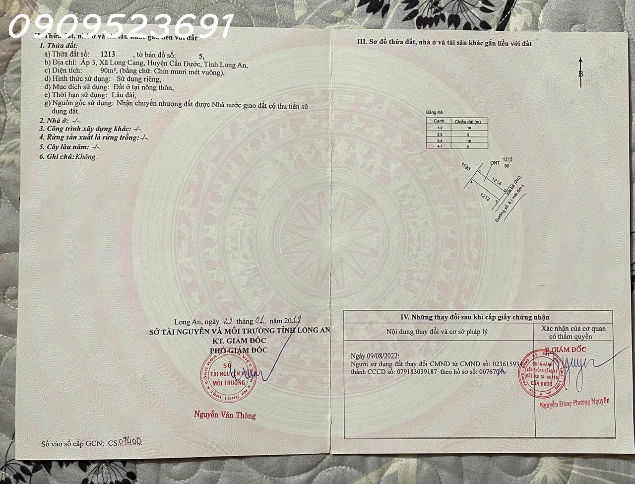 Bán đất tại Long Cang Residence, 1,6 tỷ, 90 m2, pháp lý đầy đủ 15995488