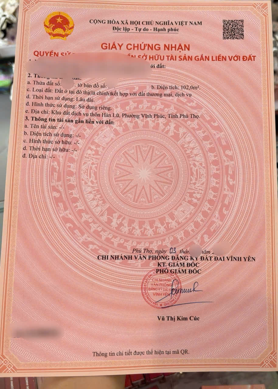  BÁN ĐẤT DỊCH VỤ HÁN LỮ – KHAI QUANG, VĨNH YÊN   15995654