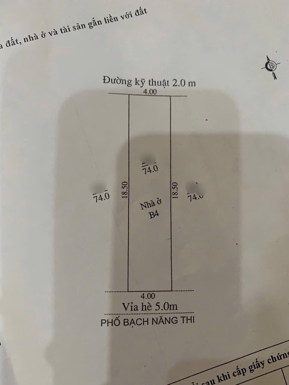 Bán căn nhà 4 tầng mặt phố Bạch Năng Thi, Đông Nam Cường, TP HD, 74m2, mt 4m, 4 ngủ 15995801