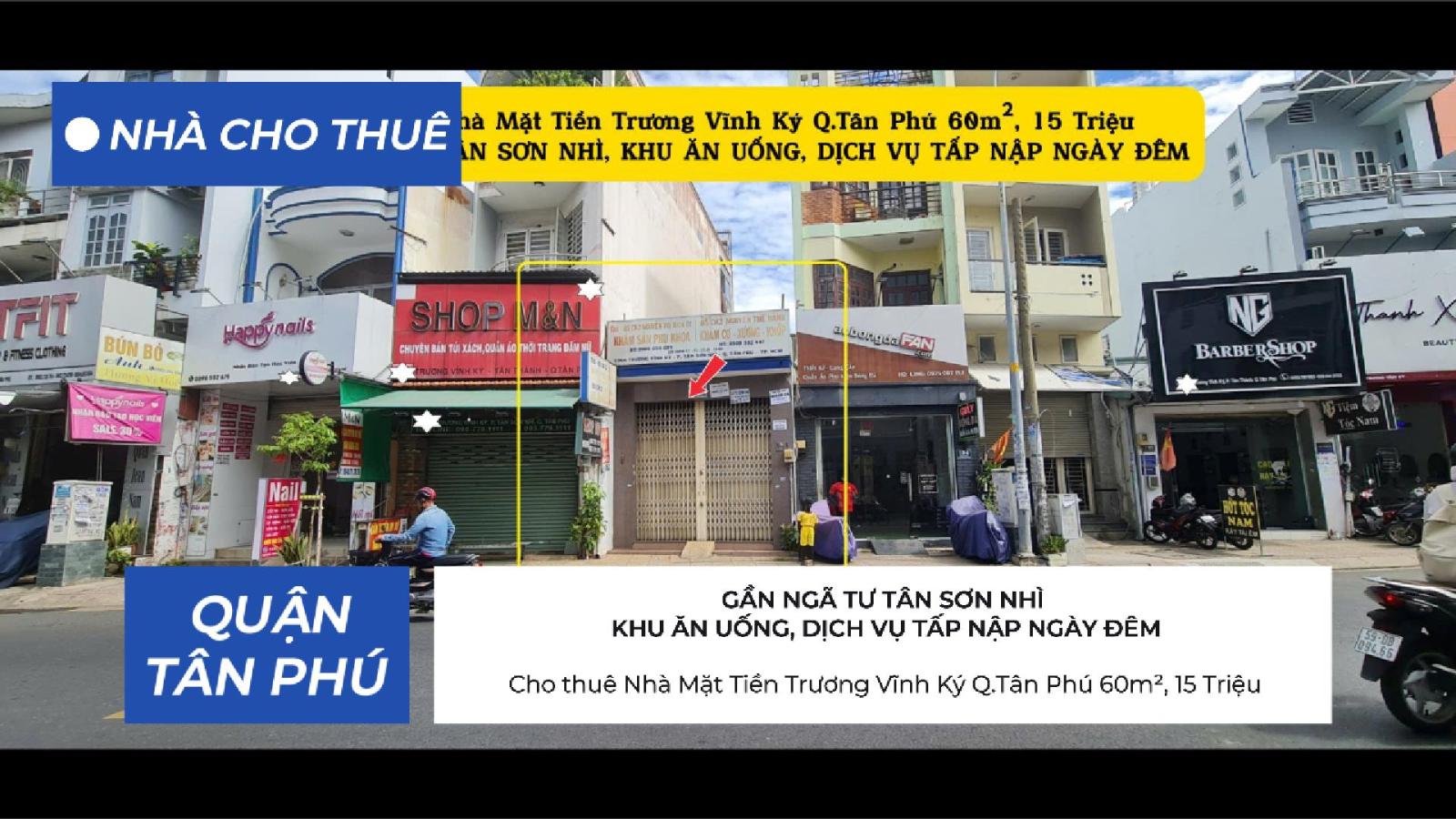 Cho thuê Nhà Mặt Tiền Trương Vĩnh Ký Q.Tân Phú 60m², 15Triệu 15996547