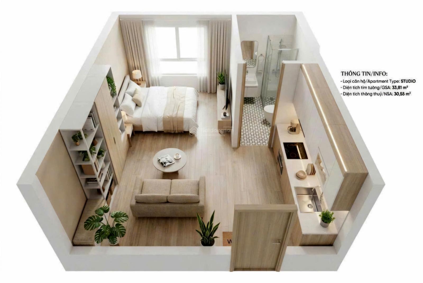 Độc quyền bán căn Studio FourS Tower của CDT Sun Group, CH tầng 12 view hướng ra sông, giá full 1,703 tỉ thanh toán nhanh 15996605