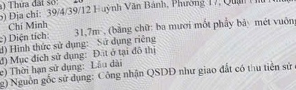 Nhà 2 tầng 3x12m 3PN 3WC 39/4/39/12 Huỳnh Văn Bánh 4.9 tỷ 15996662