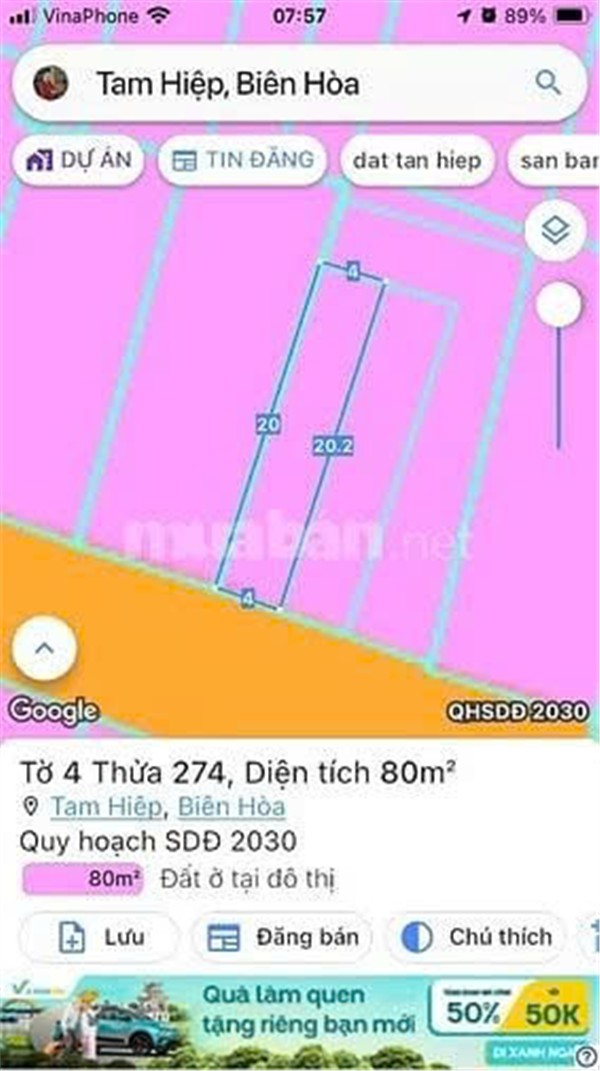 ĐẤT CHÍNH CHỦ - THỔ CƯ 100% - Đường Lý Văn Sâm, Phường Tam Hiệp, TP Biên Hoà, Tỉnh Đồng Nai 15996734