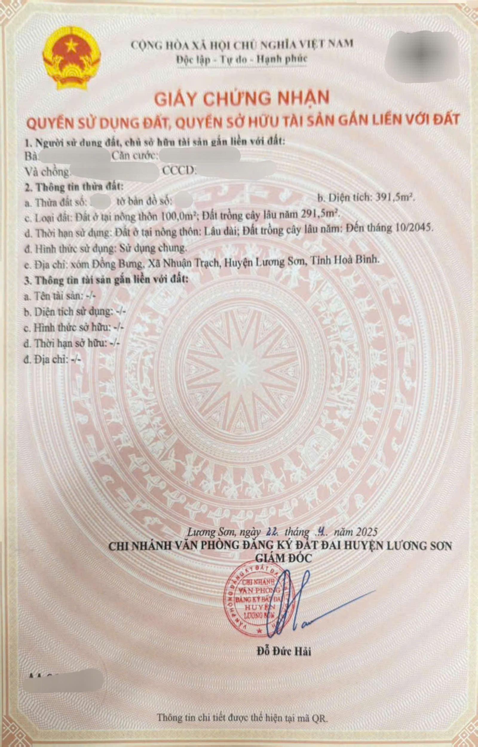 F0 - cần bán gấp - 391m - ngay khu CN Lương Sơn - chỉ 3.x tỷ 15997074