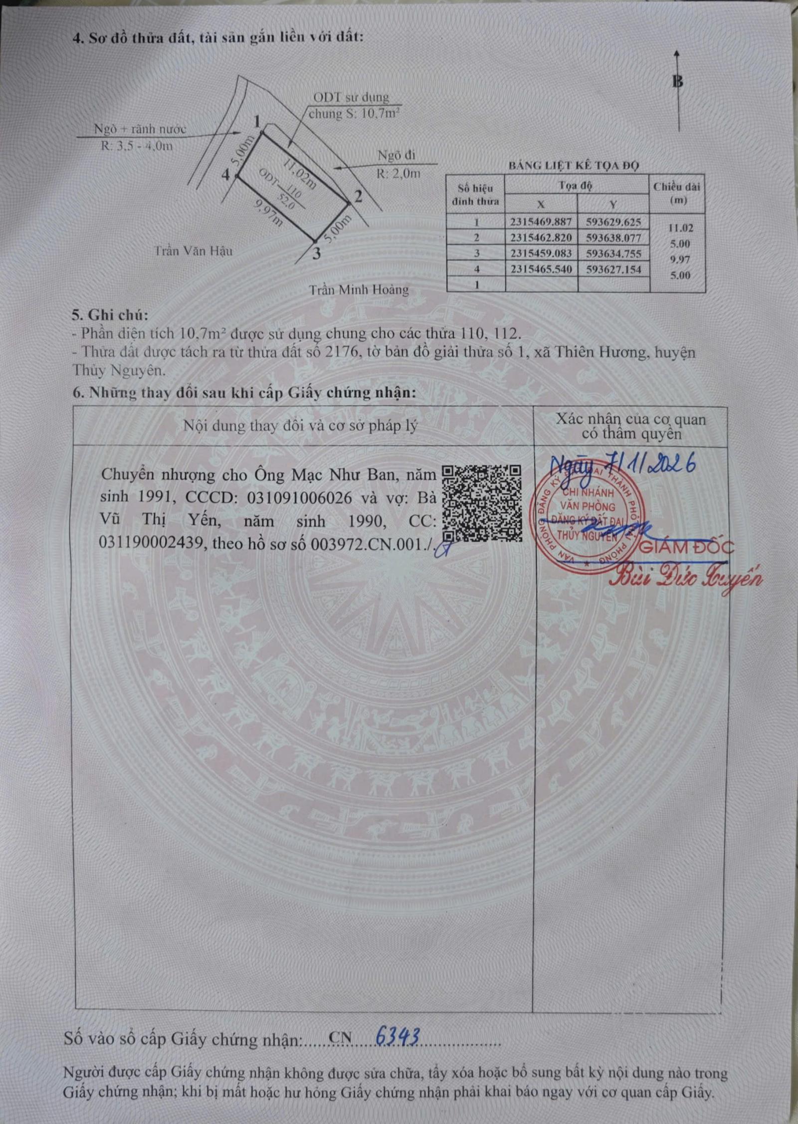 BÁN ĐẤT THIÊN HƯƠNG 7 – THUỶ NGUYÊN – MT 5M – GIÁ 950 TRIỆU 15997328