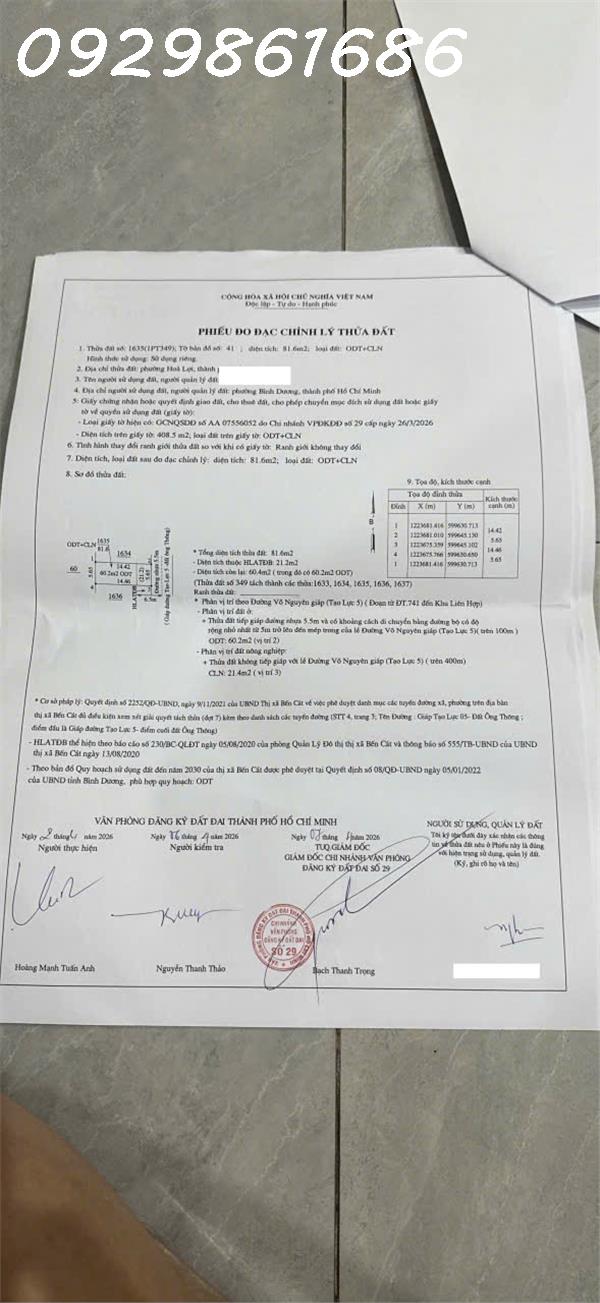 Cần tiền bán nhanh lô đất ngay thành phố mới Bình Dương, DT 82m2, giá đầu tư 15997445