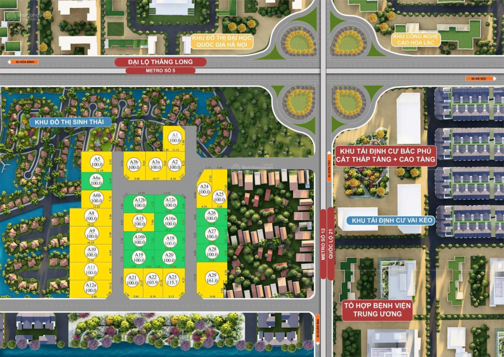 Trung tâm Hòa Lạc, ngay ngã tư Vai Réo, gần QL21A, diện tích đa dạng, đường đẹp, ngõ thông 15997515