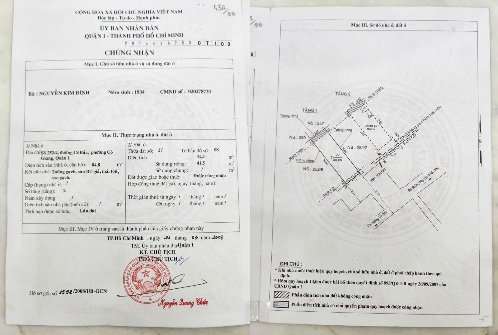NHÀ ĐẸP – GIÁ TỐT – Chính Chủ Bán Nhà ĐƯỜNG NGUYỄN KHẮC NHU  Phường Cô Giang, Quận 1, HCM 15998118