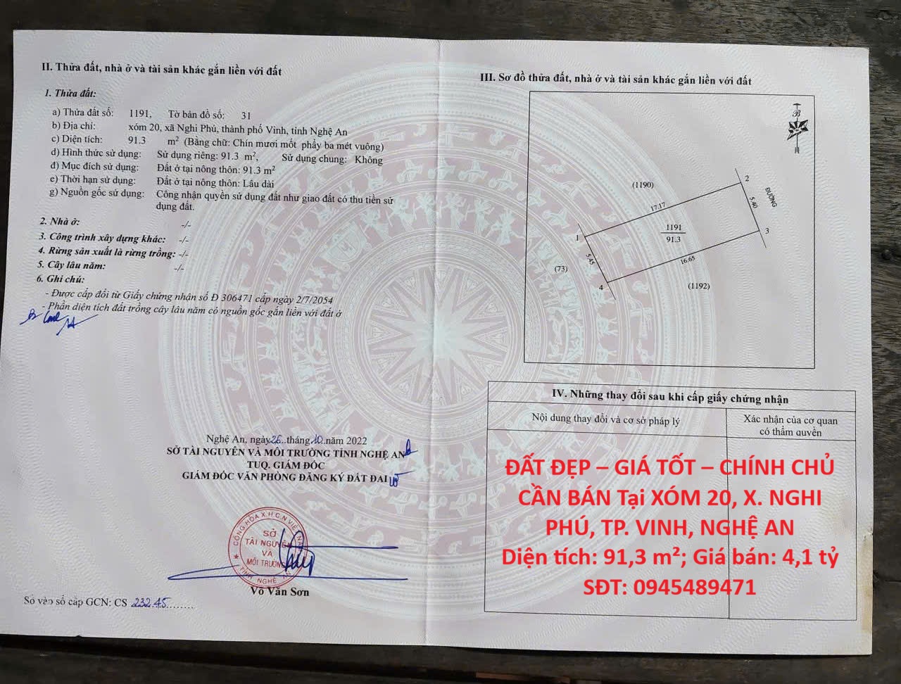 ĐẤT ĐẸP – GIÁ TỐT – CHÍNH CHỦ CẦN BÁN Tại XÓM 20, X. NGHI PHÚ, TP. VINH, NGHỆ AN 15998736