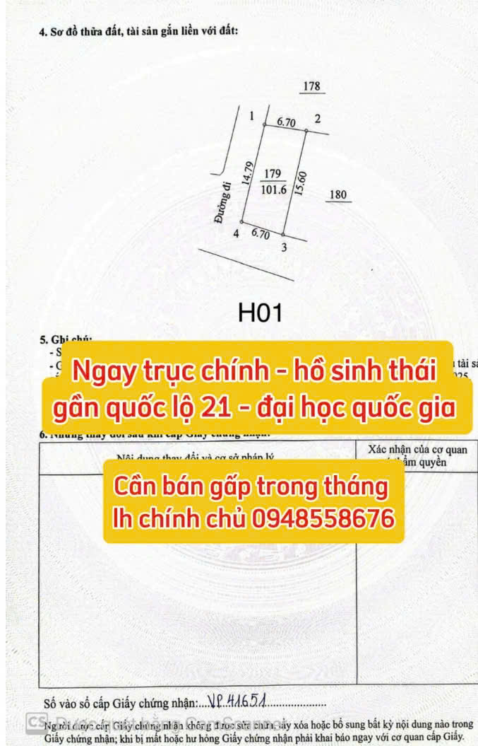 Bán gấp đất thổ cư 102m2, sổ đỏ chính chủ, Sơn Tây, HN - Giá 3.4 tỷ 15998844