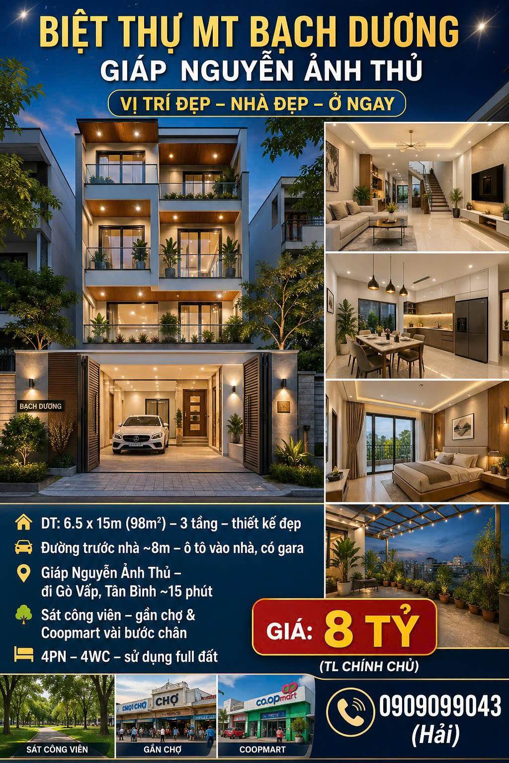 BIỆT THỰ MT BẠCH DƯƠNG – 98M² – 8 TỶ 🔥 15999087