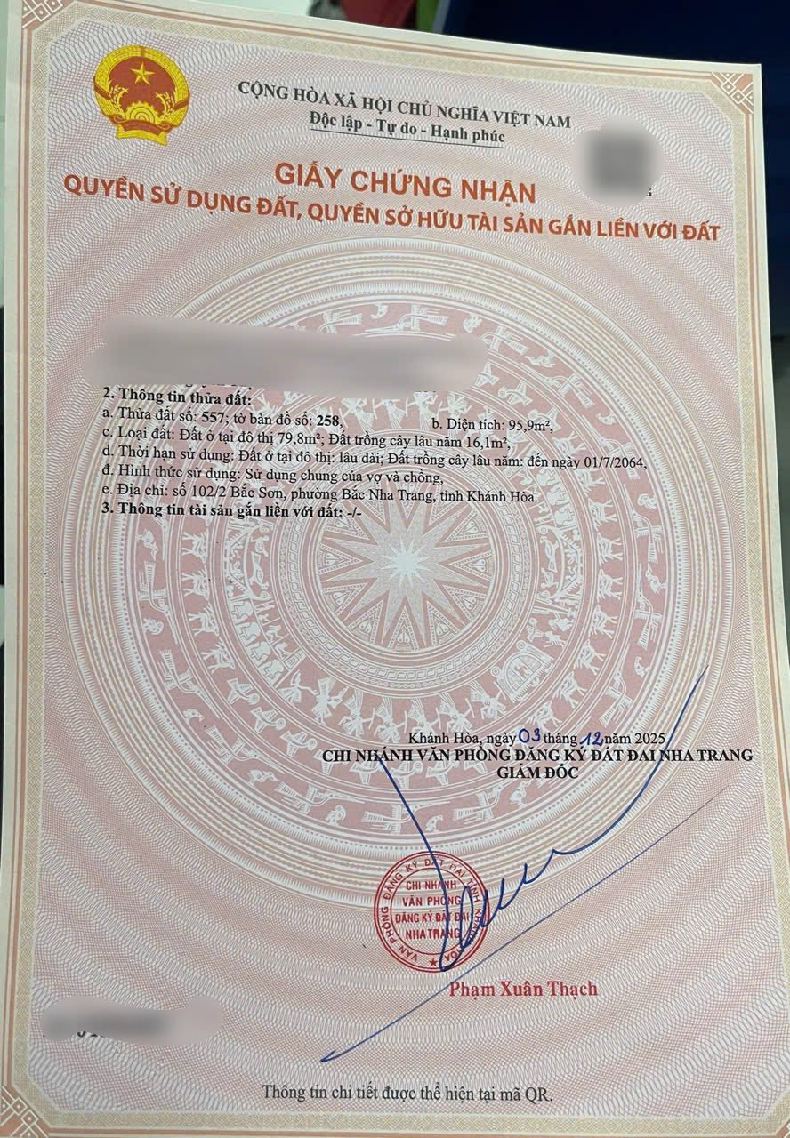BÁN NHANH LÔ ĐẤT GẦN BIỂN HẺM BẮC SƠN - BẮC NHA TRANG 15999130