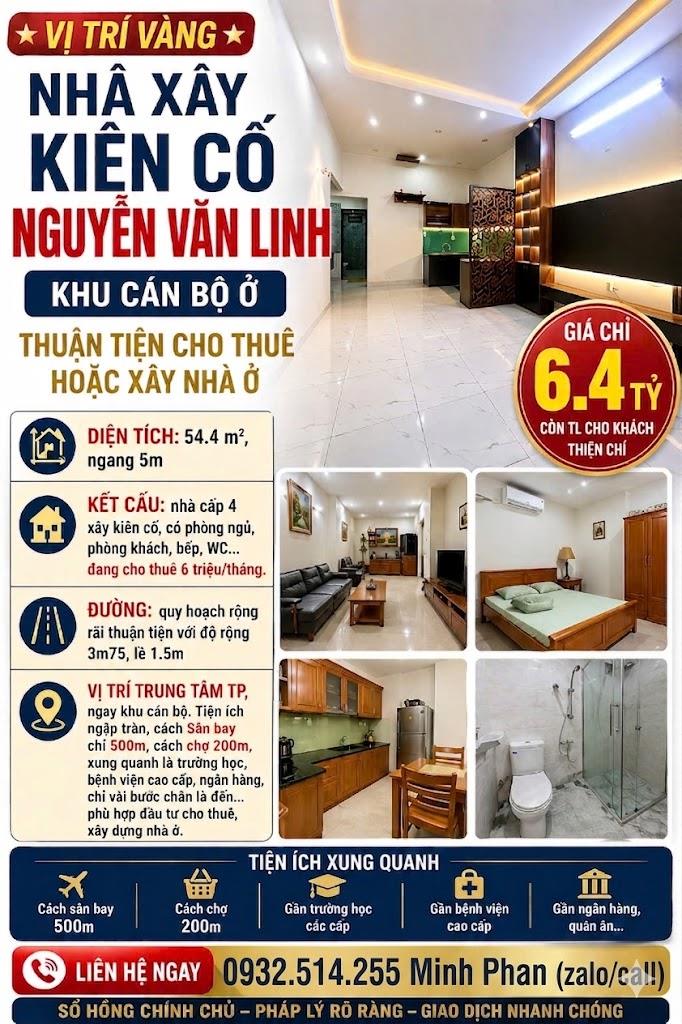 Bán Nhà Nguyễn Văn Linh - Trung Tâm Đà Nẵng - Vị Trí Vàng - Đường Ô tô -  Có Lề - Giá Chỉ 6 tỷ xxx 15999433