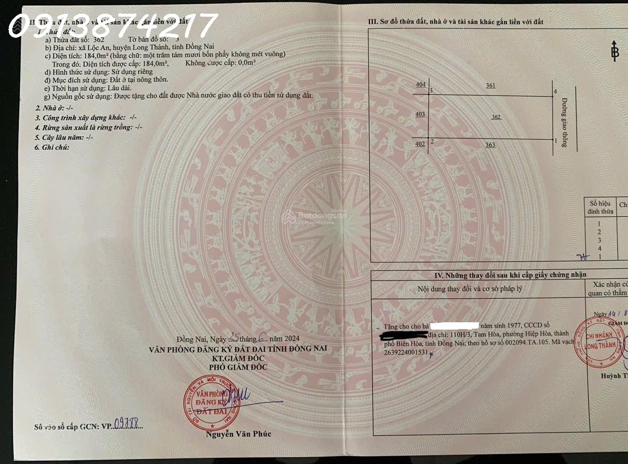Bán lô biệt thự siêu đẹp khu dân cư D2D Lộc An, Long Thành, Đồng Nai. LH : 0913 874 217 15999682