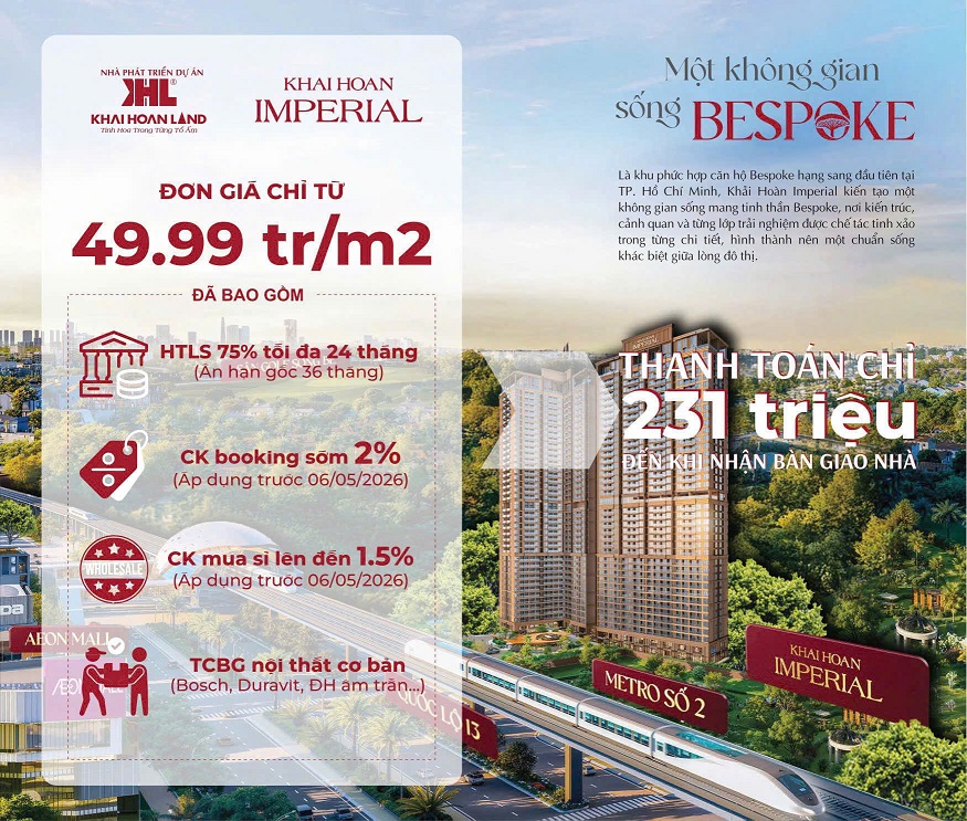 CHỈ 10% SỞ HỮU NGAY CĂN HỘ BESPOKE LUXURY ĐỐI DIỆN AEON MALL BÌNH DƯƠNG 15999810