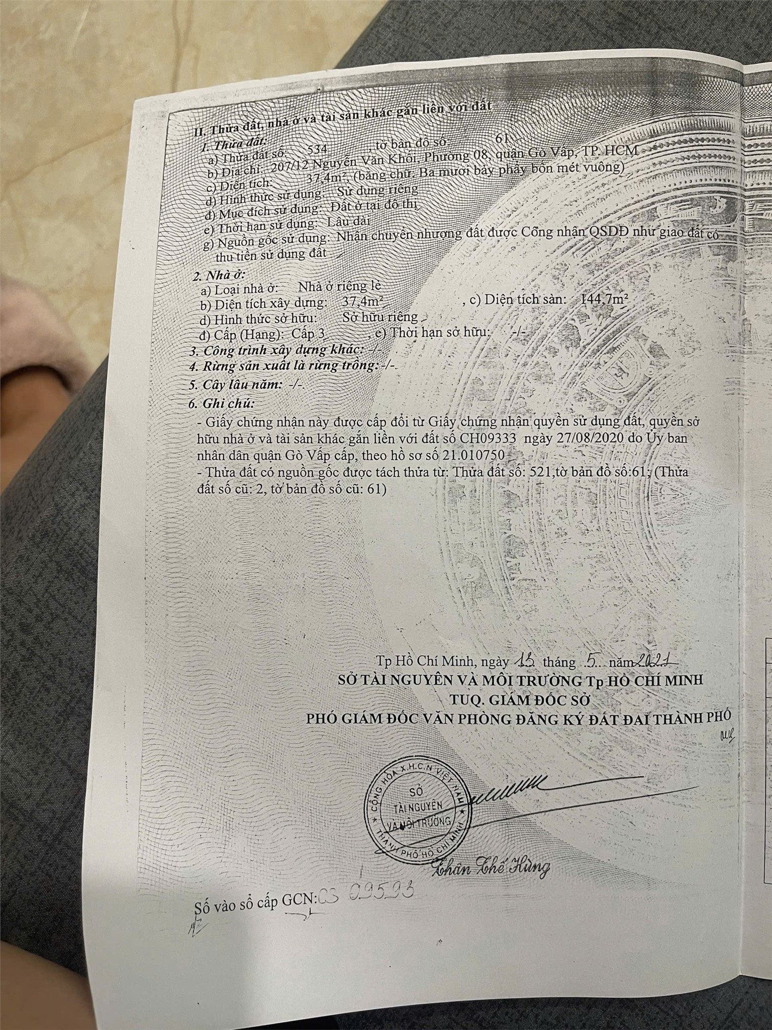CHÍNH CHỦ CẦN BÁN GẤP – NHÀ ĐẸP NGUYỄN VĂN KHỐI, Phường .8,GÒ VẤP, TP.HCM 16000144