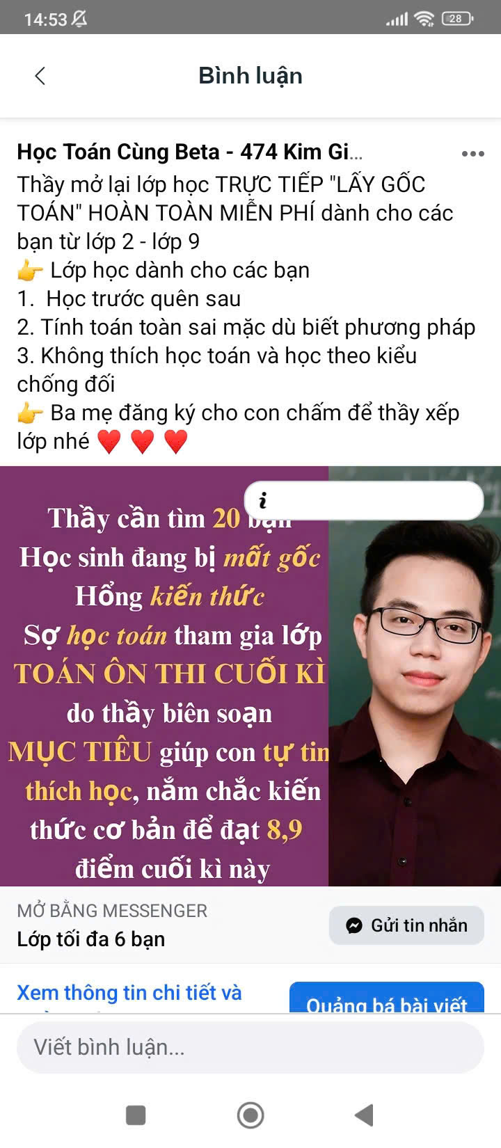 Thầy mở thêm lớp học TRỰC TIẾP 