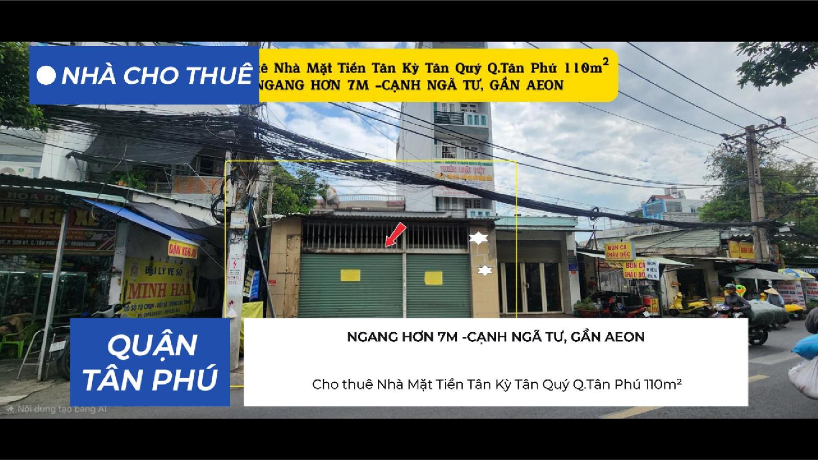 Cho thuê Nhà Mặt Tiền Tân Kỳ Tân Quý Q.Tân Phú 110m², CẠNH NGÃ TƯ, GẦN AEON 16000443