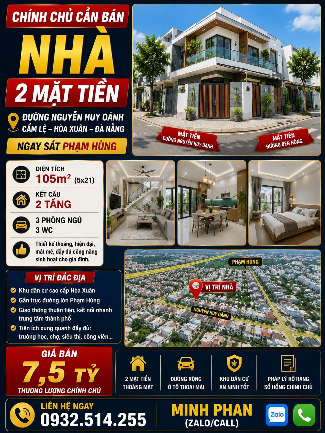 Chính chủ bán nhà 2 tầng - 2 mặt tiền Khu Hoà Xuân - Cẩm Lệ - Gần Phạm Hùng -Giá chỉ nhỉnh 7 tỷ 16000874