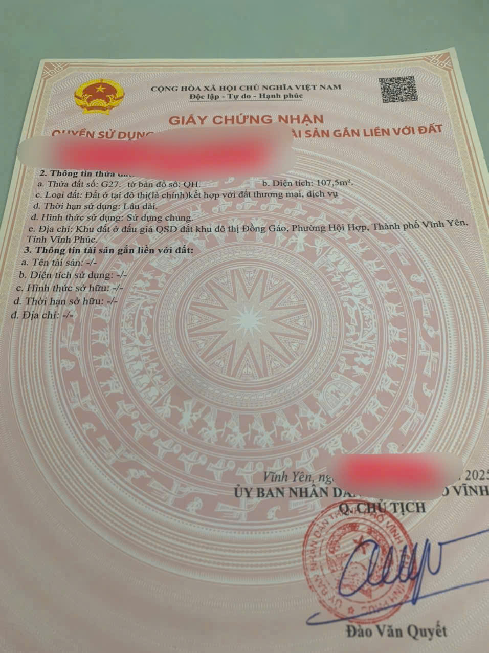 ĐỘC QUYỀN GIÁ TỐT – LÔ ĐẤT ĐỒNG GÁO, PHƯỜNG HỘI HỢP, TP VĨNH YÊN, TỈNH VĨNH PHÚC 16001016