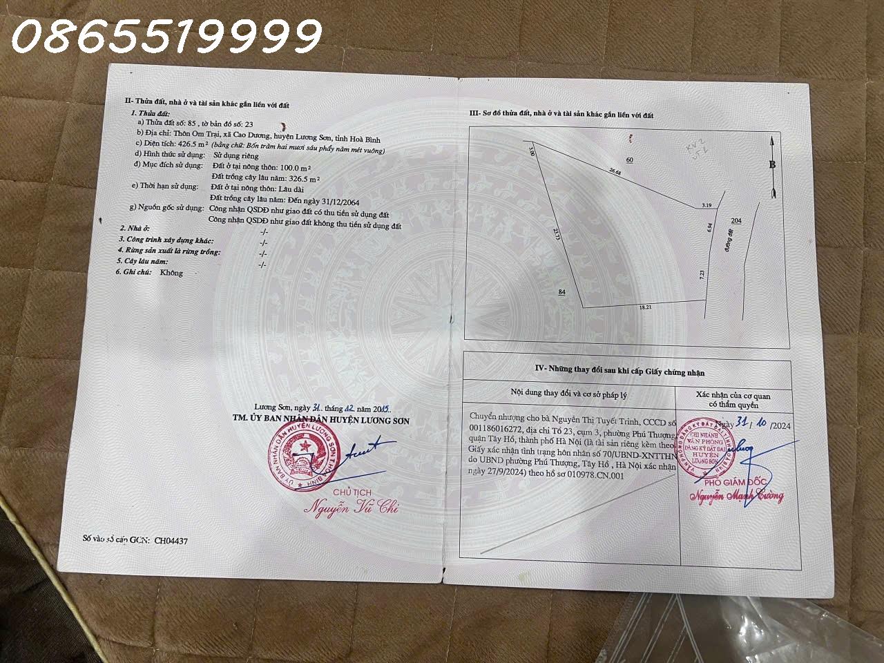 CHÍNH CHỦ BÁN GẤP LÔ ĐẤT SÁT MẶT ĐƯỜNG HỒ CHÍ MINH – LƯƠNG SƠN 16001024