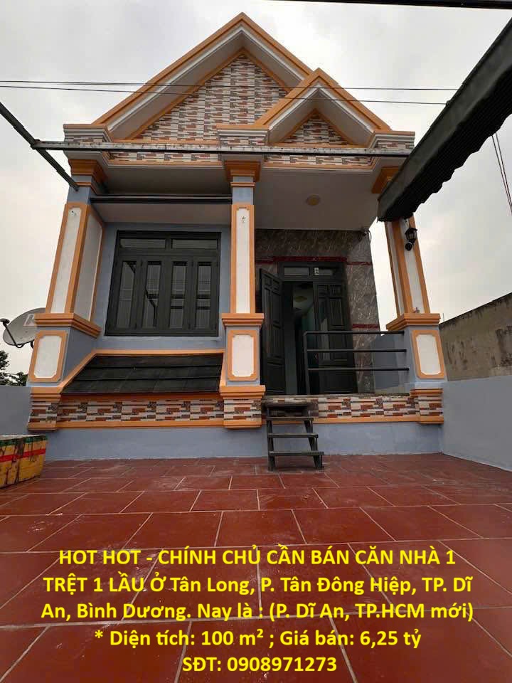 HOT HOT - CHÍNH CHỦ CẦN BÁN CĂN NHÀ 1 TRỆT 1 LẦU Ở Tân Long, P. Tân Đông Hiệp, TP. Dĩ An, Bình Dương 16001124