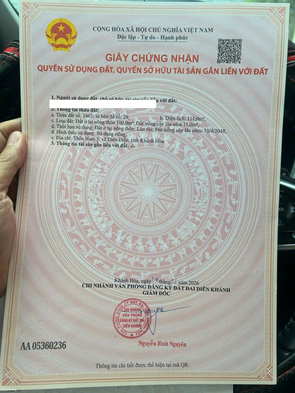 CHÍNH CHỦ GỬI BÁN NHANH 02 LÔ ĐẤT DIÊN SƠN ( nay là Diên Điền )- DIÊN KHÁNH -  Dt: 112m2 (100m² 16001252