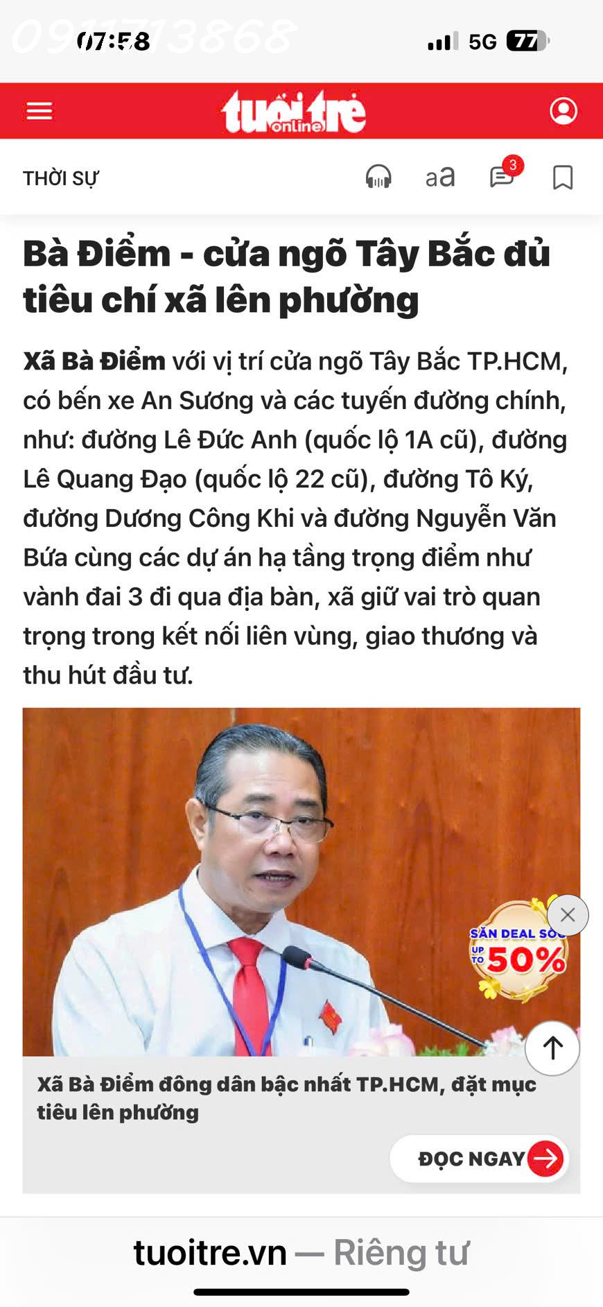 Bán lô đất siêu đẹp đường Thương Mại 1, xã Bà Điểm, TP. HCM, Dt 73m2, giá 3,65 tỷ 16001517