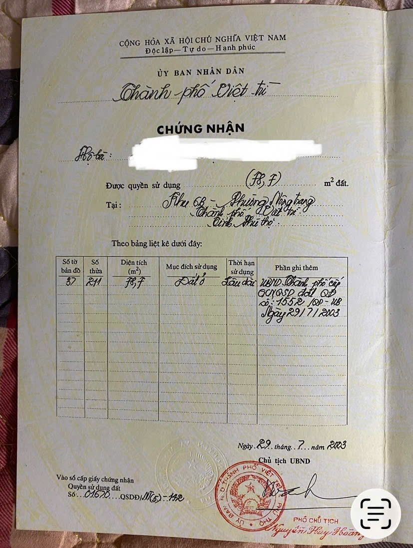 CHÍNH CHỦ BÁN ĐẤT ĐẸP KHU ĐỒI ÔNG TO – PHƯỜNG NÔNG TRANG, TP. VIỆT TRÌ, PHÚ THỌ 16001747