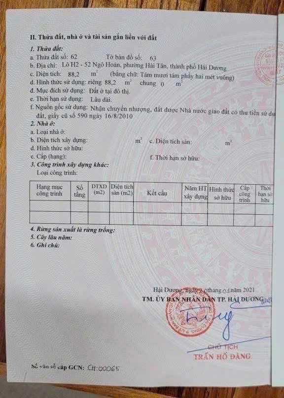 CHÍNH CHỦ CẦN BÁN GẤP ĐẤT MẶT PHỐ SỐ 78 NGÔ HOÁN – KĐT PHÍA ĐÔNG NAM CƯỜNG, TP HẢI DƯƠNG 16001789
