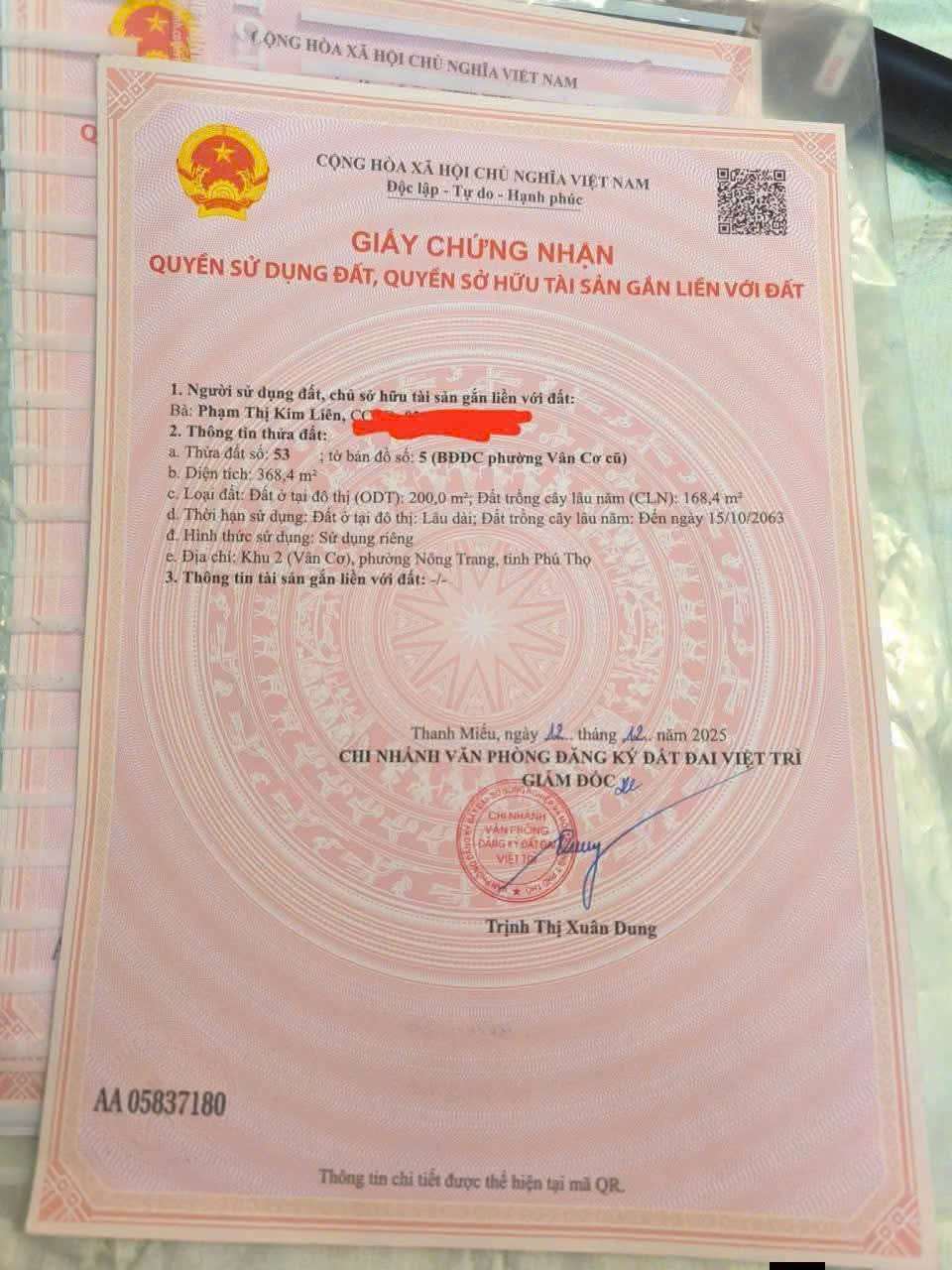 CẦN BÁN ĐẤT CÙNG TRỤC ĐẤT ĐẤU GIÁ VÂN PHÚ LAI, CÓ SẴN NHÀ VƯỜN KIÊN CỐ - TP VIỆT TRÌ - TỈNH PHÚ THỌ 16002114