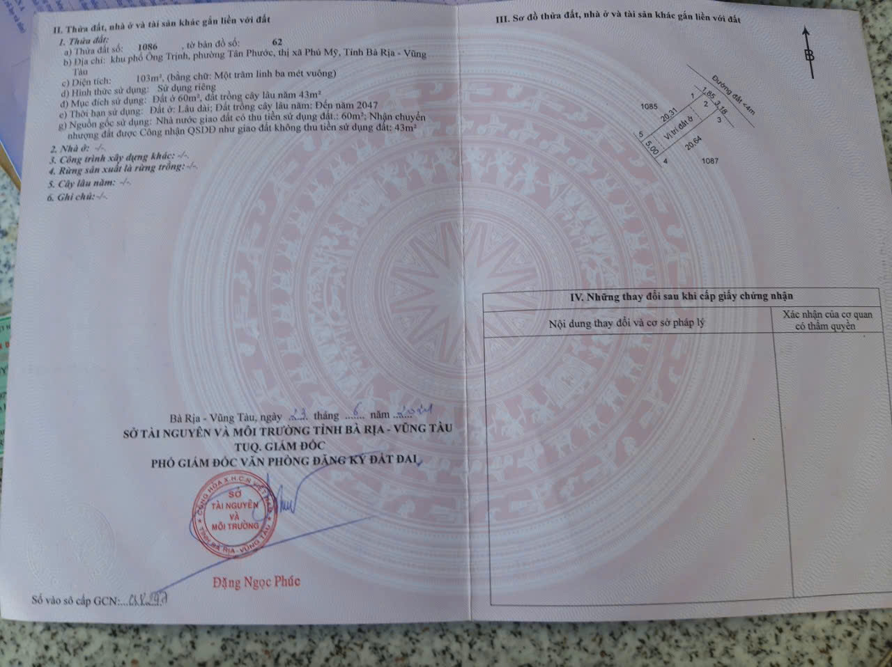 Chính chủ cần bán lô đất đẹp – Giá tốt tại khu phố Ông Trịnh, phường Tân Phước, thị xã Phú Mỹ, 16002485