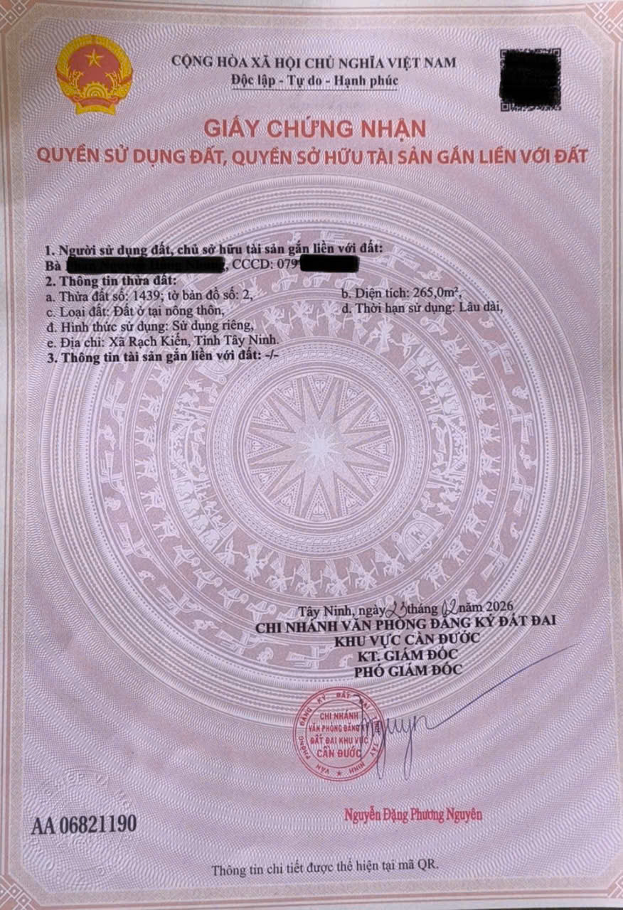 CHÍNH CHỦ CẦN BÁN ĐẤT ĐÃ CÓ SỔ RIÊNG – PHÁP LÝ RÕ RÀNG - HUYỆN CẦN ĐƯỚC - LONG AN 16002517