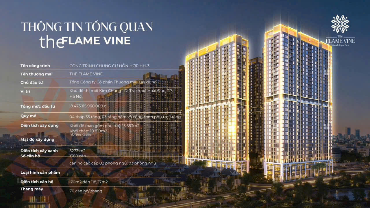 🔥  Mở bán căn 3PN  THE FLAME VINE Phía Tây Hà Nội 16002637