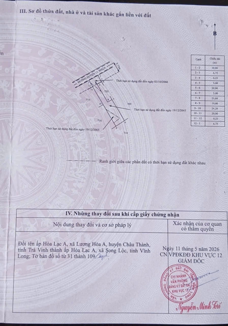 Chính Chủ Bán Lô Đất Tiềm Năng Tại Ấp Hòa Lạc A, Xã Lương Hòa A, Huyện Châu Thành, Tỉnh Trà Vinh 16003128