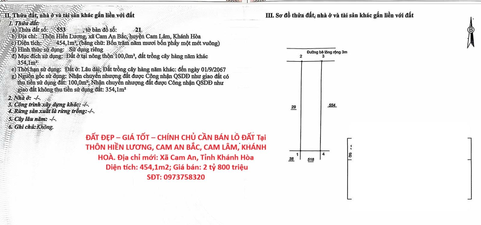 ĐẤT ĐẸP – GIÁ TỐT – CHÍNH CHỦ CẦN BÁN LÔ ĐẤT Tại THÔN HIỀN LƯƠNG, CAM AN BẮC, CAM LÂM, KHÁNH HOÀ 16003539