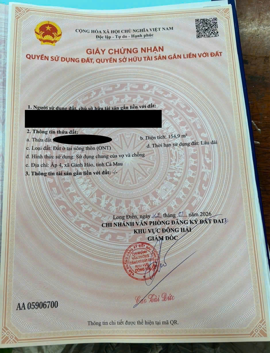 CHÍNH CHỦ CẦN BÁN CĂN NỀN GÓC CÓ VỊ TRÍ ĐẸP TẠI THỊ TRẤN GÀNH HÀO - HUYỆN ĐÔNG HẢI - TỈNH BẠC LIÊU. 16003672