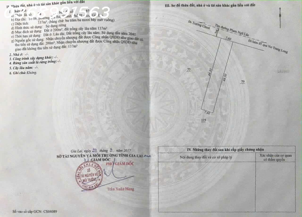 Bán đất tặng ngay dãy trọ ( 10 phòng ) 24 Phạm Ngũ Lão, P.Hội Phú, DT 337m2, giá đầu tư 16003828