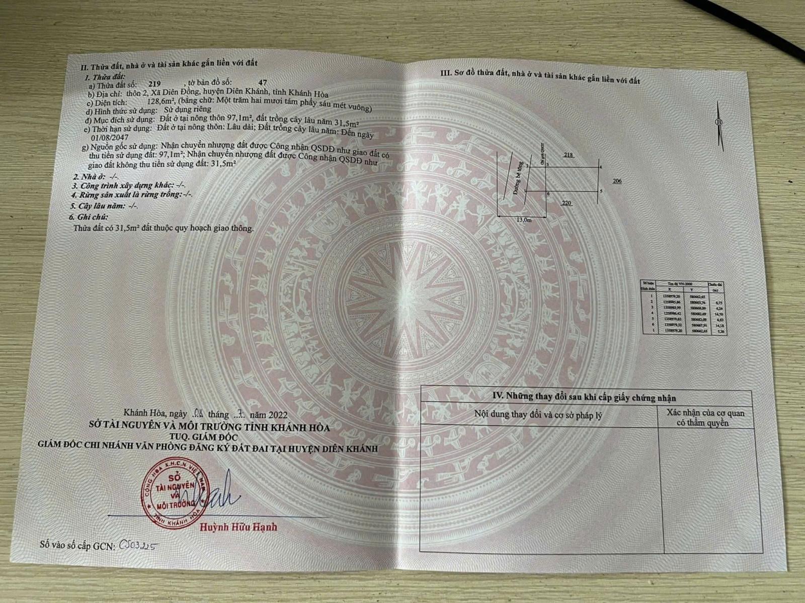 Chính chủ cần bán lô đất vị trí đẹp Thôn 2, xã Diên Đồng (Xuân Đồng), Diên Khánh, Khánh Hòa 16003995
