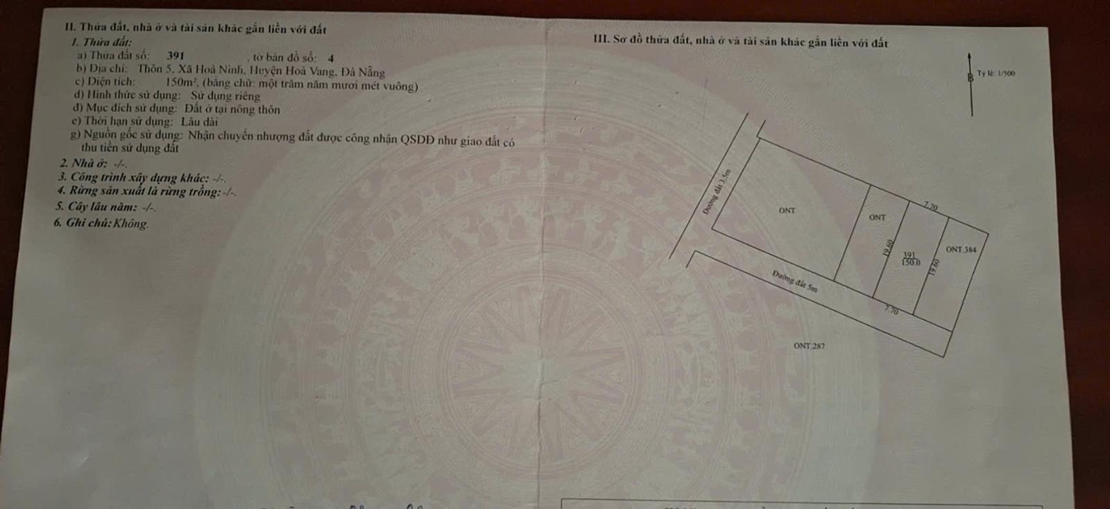 🔴💥Bán đất 150m2 xã Hòa Ninh (nay xã Bà Nà) - TP Đà Nẵng 16004125