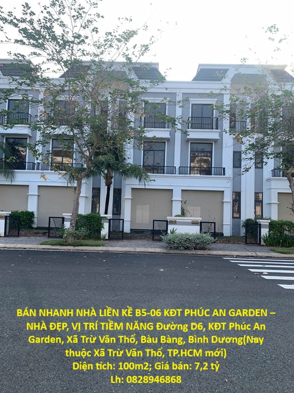 BÁN NHANH NHÀ LIỀN KỀ B5-06 KĐT PHÚC AN GARDEN – NHÀ ĐẸP, VỊ TRÍ TIỀM NĂNG Xã Trừ Văn Thố, Bàu Bàng 16004175