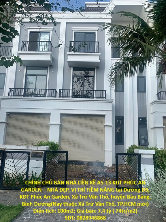 CHÍNH CHỦ BÁN NHÀ LIỀN KỀ A5-13 KĐT PHÚC AN GARDEN – NHÀ ĐẸP, VỊ TRÍ TIỀM NĂNG tại Bàu Bàng, BD 16004185