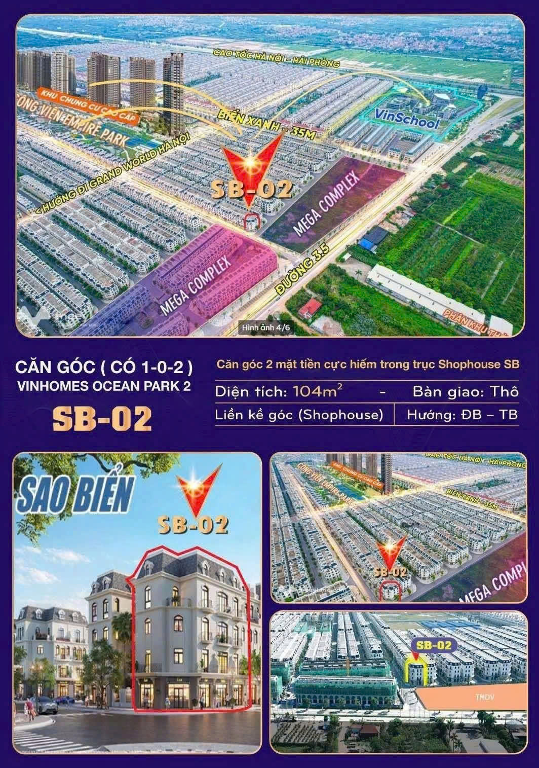 Biệt thự liền kề Sao Biển đầu góc - Vị trí đẹp hiếm có tại Vinhomes Ocean Park 2 - Tiện ích đẳng cấp 16004400
