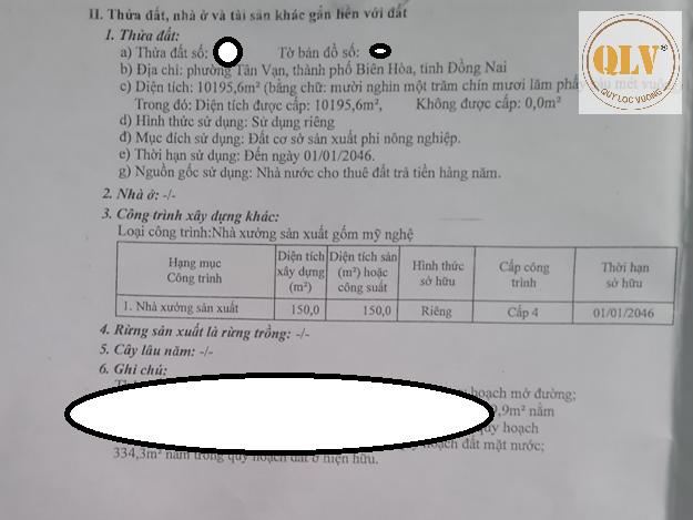 BÁN ĐẤT KÈM NHÀ XƯỞNG TÂN VẠN, TP. BIÊN HÒA, ĐỒNG NAI – 10.196m²

 16004453