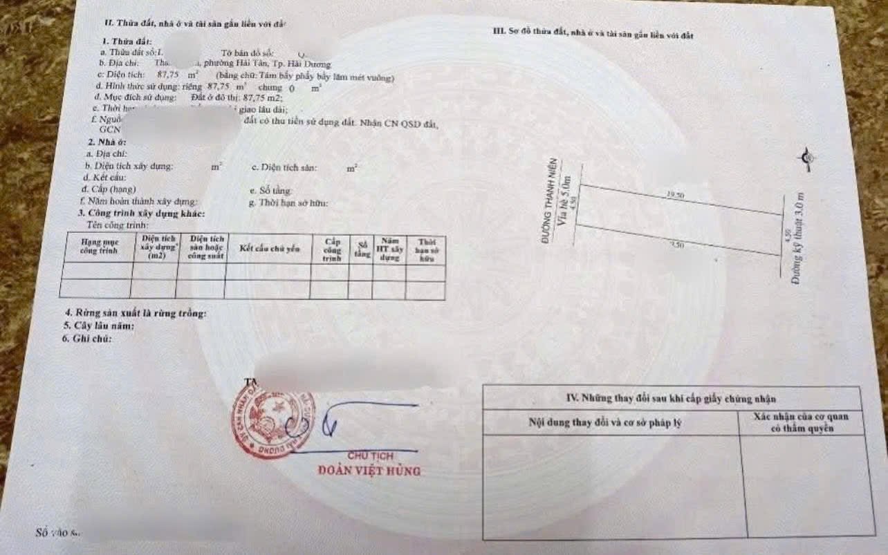 Bán đất mặt đường Thanh Niên, ngay quảng trường nhà văn hóa Xứ Đông, TP HD, 87.75m2 16004483